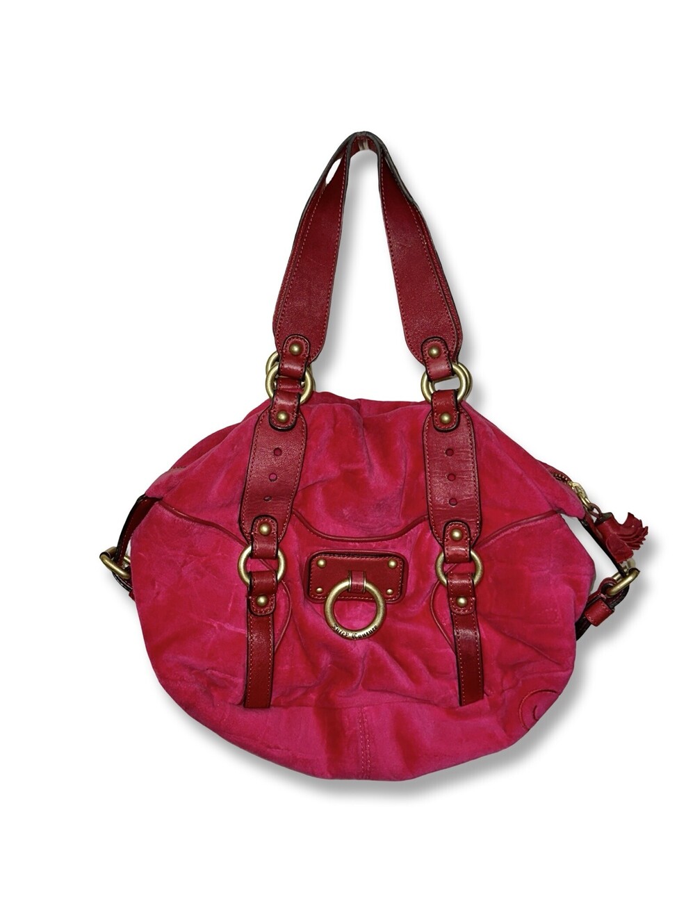 2000s Vintage Juicy Couture Round Hot Pink Velour Y2K Shoulder Bag